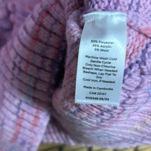 Talbots Purple Marled Knit Pom Pom Sweater Size Medium - Picture 7 of 7